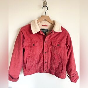 Vintage Kids LL Bean corduroy sherpa-lined trucker jacket XL 14-16